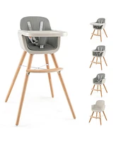 Gouun 3-in-1 Convertible Wooden High Chair with Cushion