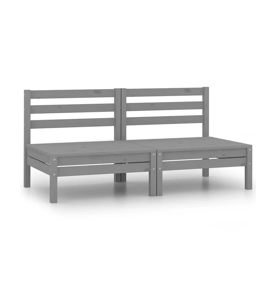 Patio Middle Sofas 2 pcs Solid Wood Pine