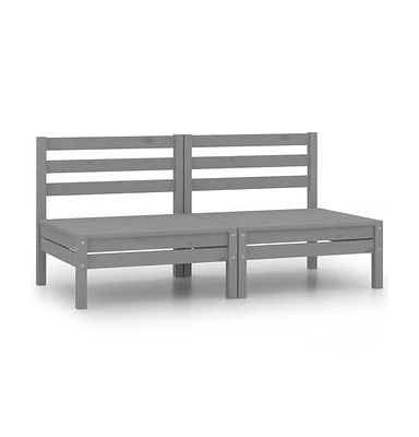 Patio Middle Sofas 2 pcs Solid Wood Pine