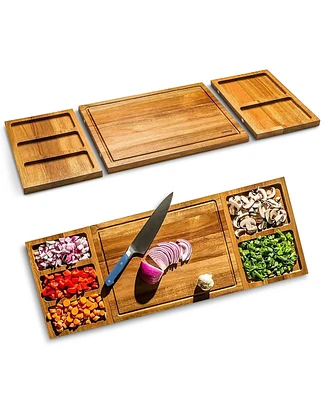 Cheer Collection Wood Cutting Board Set with Attachments