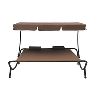 Patio Lounge Bed with Canopy and Pillows