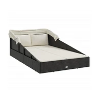 Sunbed with Foldable Roof 78.7"x44.9"x50.4" Poly Rattan