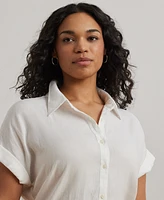Lauren Ralph Plus Linen Dolman Sleeve Top