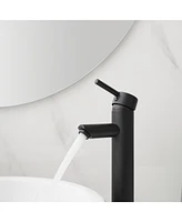 Single Hole Single Handle Bathroom Vessel Sink Faucet With Supply Hose in Polished Chrome