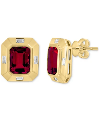 Effy Garnet (3-3/4 ct. t.w.) & White Topaz (1/4 ct. t.w.) Stud Earrings in 14k Gold