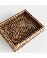 Burma Rattan Lidded Letter Storage Decorative Tray