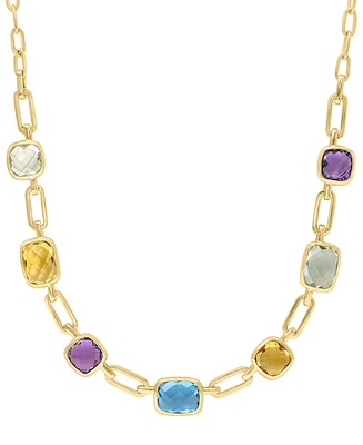 Effy Multi-Gemstone Bezel 18" Collar Necklace (8-3/8 ct. t.w.) in 14k Gold-Plated Sterling Silver