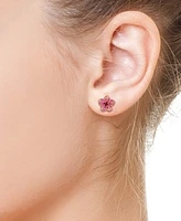 Effy Pink Sapphire (7/8 ct. t.w.) & Ruby (1/5 ct. t.w.) Flower Stud Earrings in 14k Rose Gold