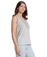 Jones New York Petite Sleeveless Embroidered V-Neck Top