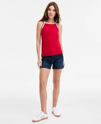 Tommy Hilfiger Womens Ruffle Trim Tank Top Greenwich Sailor Jean Shorts