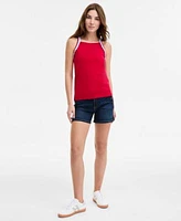 Tommy Hilfiger Womens Ruffle Trim Tank Top Greenwich Sailor Jean Shorts