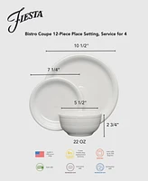 Fiesta Linen Bistro Coupe 12 Pc. Dinnerware Set, Service for 4