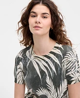 Guess Women's Sequin Printed Short-Sleeve Sweater