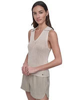Dkny Jeans Women's Polo Collar Sleeveless Sweater - D5k