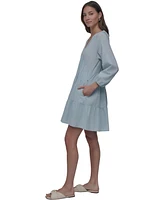 Dkny Jeans Women's Cotton Split-Neck Tiered Dress