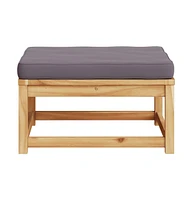 Patio Footstool with Cushions Solid Wood Acacia