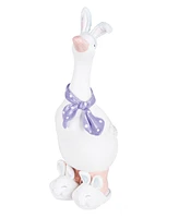 Geese w/ Easter Bunny Ears Cute Decorative Figure Figurine Figure Figurines, Set of 2