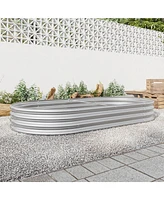 Raised Garden Bed Outdoor, Oval Large Metal Raised Planter Bed for for Plants, Vegetables, and Flowers