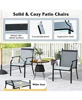 4 Piece Patio Dining Chairs Large Outdoor Chairs with Breathable Seat and Metal Frame