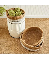 Seagrass Shallow Baskets With Handles, Set Of 3