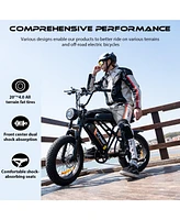 E Bike Electric Bicycle for Adults 20 Inch 4.0 Fat Tire Ebikes, 48V 15AH Mountain E-mtb Bicycle