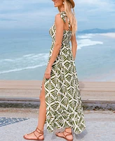 Cupshe Women's Pressed Flowers Ornate Maxi Beach Dress