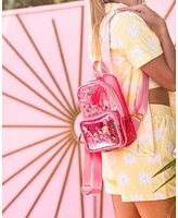 Packed Party Pink Mini Clear Confetti Backpack Women's Small Fashion Shoulder Bag Great for Ladies at Work, Travel, and the Beach