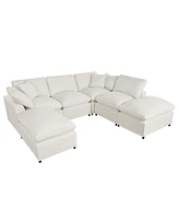 Modern Large U-Shape Sectional Sofa, 2 Chaise with Removable Ottomans for Living Room