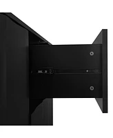 Wave Pattern Storage Cabinet with 2 Doors and Drawers, Adjustable, Suitable for Study, Entrance Living Room