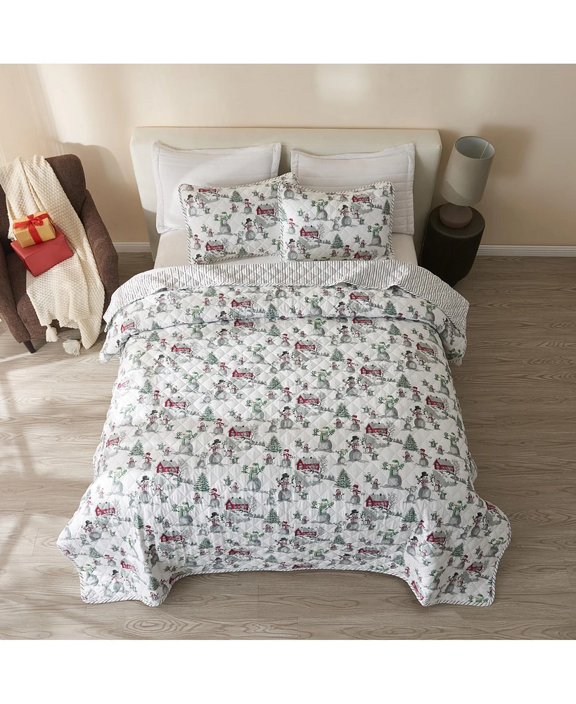 Linery & Co. Holiday Printed Microfiber Quilt Set with Shams