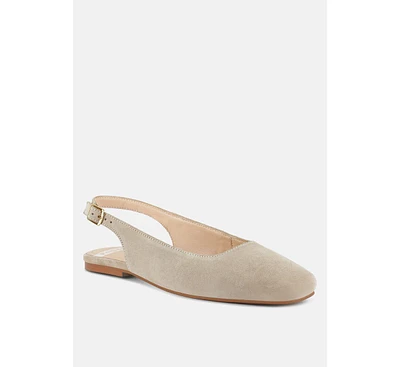 Sozani Genuine Suede Leather Slingback Flats