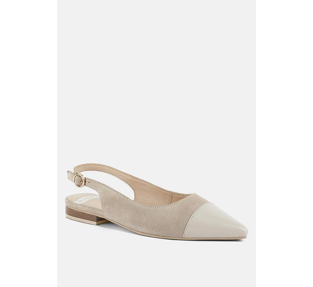 Uwaha Genuine Leather & Real Suede Slingback Flats