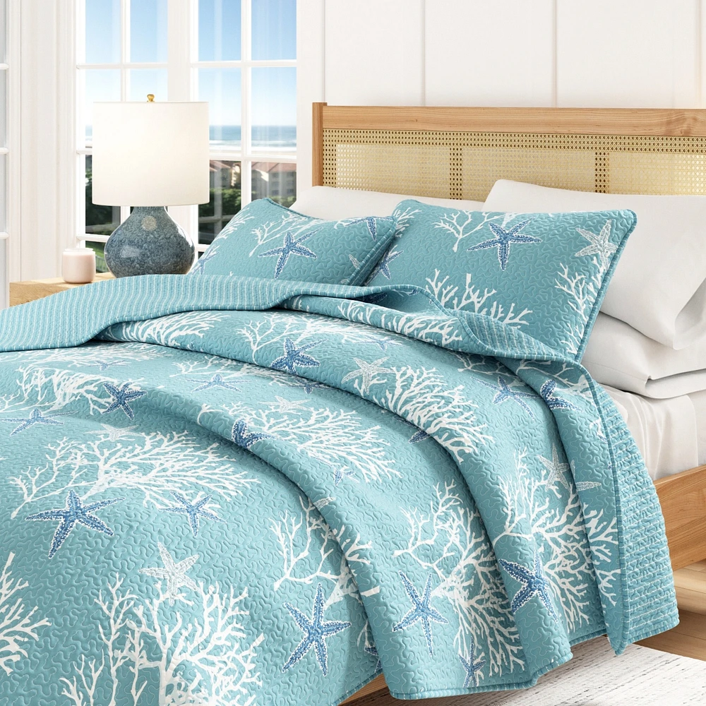 Linery & Co. Coastal Microfiber Quilt Set With Shams