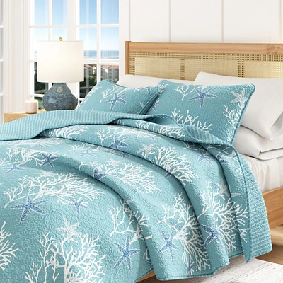 Linery & Co. Coastal Microfiber Quilt Set With Shams
