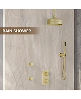 Casainc 8 Inch Ceiling-Mounted Thermostatic Shower System With Body Jets Handheld