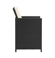 Patio Chairs 2 pcs with Cushions and Pillows Poly Rattan Black