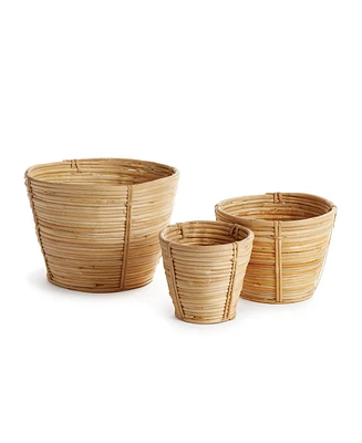 Cane Rattan Mini Round Baskets, Set Of 3