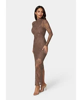 Bebe Women's Illusion Lace Maxi Dress