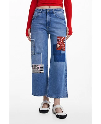 Desigual Women's Straight jeans with patches