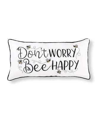 12" x 24" Don't Worry Bee Happy Embroidered Throw Pillow