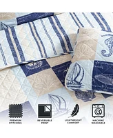 Linery & Co. Seashell Patchwork Microfiber Quilt Set With Shams