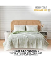 Linery & Co. Floral Striped Microfiber Quilt Set With Shams