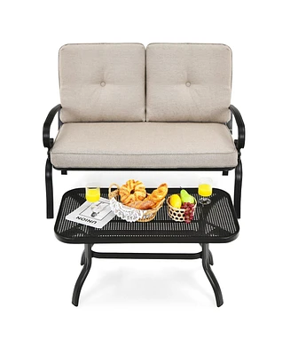 Gymax 2 Piece Outdoor Patio Conversation Sofa Set w/ Cushions & Loveseat & Table Set