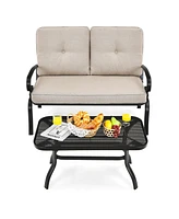 Gymax 2 Piece Outdoor Patio Conversation Sofa Set w/ Cushions & Loveseat & Table Set