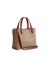 Coach Signature Coated Canvas Willow Tote 24 with Convertible Straps