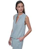 Dkny Jeans Women's Sleeveless Double-Crepe Gauze Crop Top
