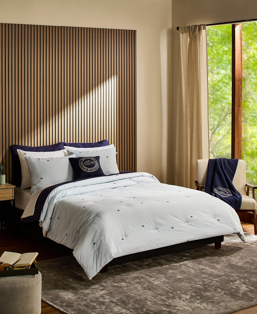 Lacoste Home Pinstripe Croc Cotton 3-Pc. Comforter Set