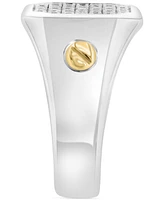 Effy Men's Diamond Cluster Ring (1-1/2 ct. t.w.) Ring in Sterling Silver & 14k Gold