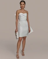 Donna Karan New York Women's Sweetheart-Neck Bow-Trim Dress