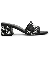 Anne Klein Women's Dolls Embroidered Raffia Block Heel Sandals